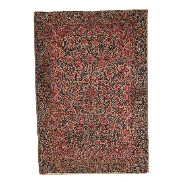 1920s Hand Made Antique Persian Kerman Rug 3.2' X 4.9' For Sale