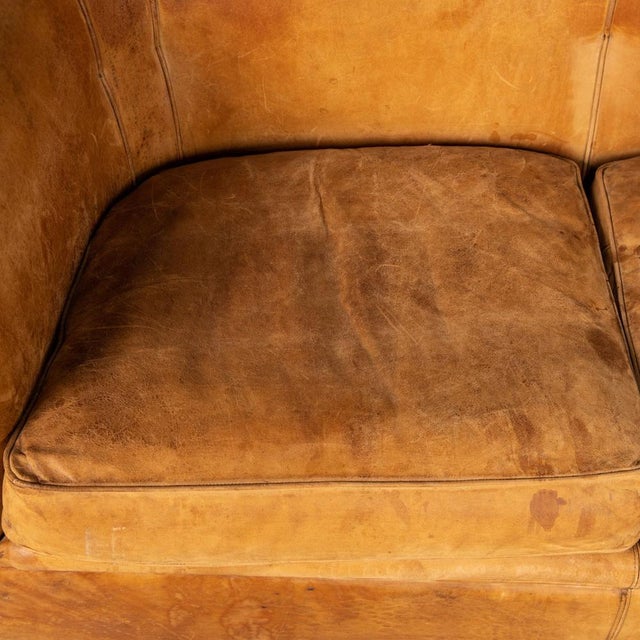20th Century Dutch Two Seater Sheepskin Leather Sofa For Sale - Image 16 of 18