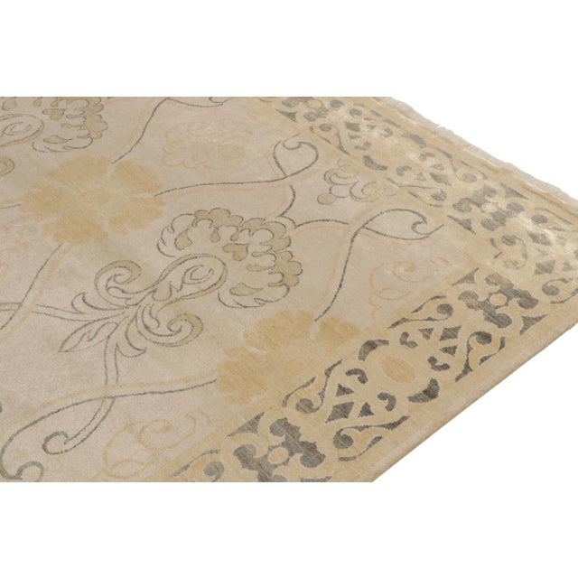 2010s Rug & Kilim’s Art Nouveau Style Rug in Beige With Gold Trellis Floral Patterns For Sale - Image 5 of 7
