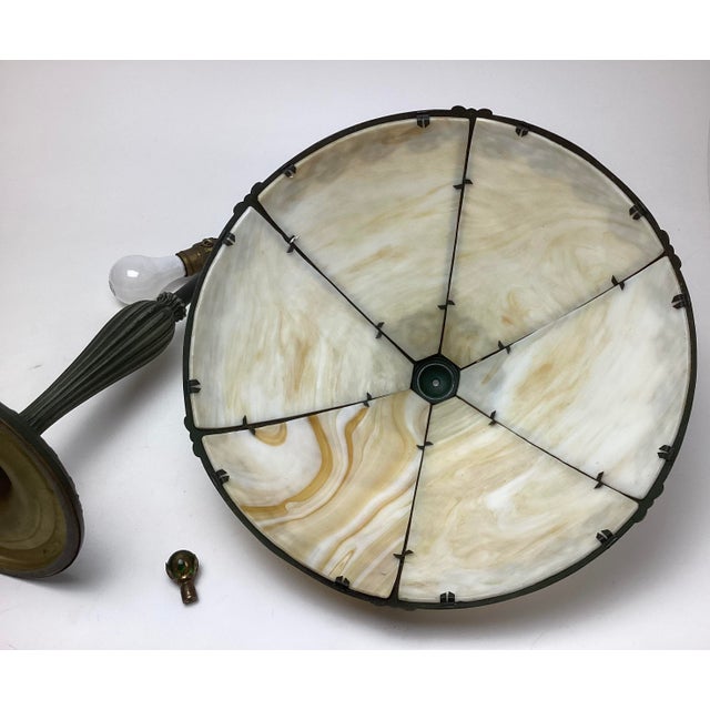 Early 20th Century Slag Glass Lamp Edward Miller & Co. For Sale - Image 9 of 11