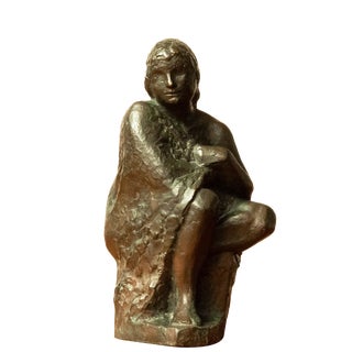 Swedish Brass Statue of a Sitting Woman by Thure Thörn, 1960s For Sale