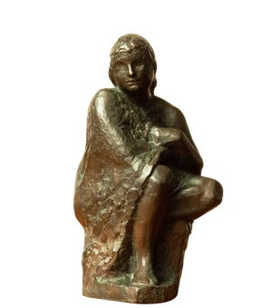 Swedish Brass Statue of a Sitting Woman by Thure Thörn, 1960s