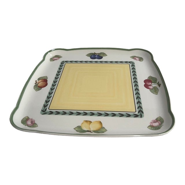 1950s Villeroy & Boch Serving 11.7"x 11.7" Platter "French Garden" Pattern Made in Germany For Sale
