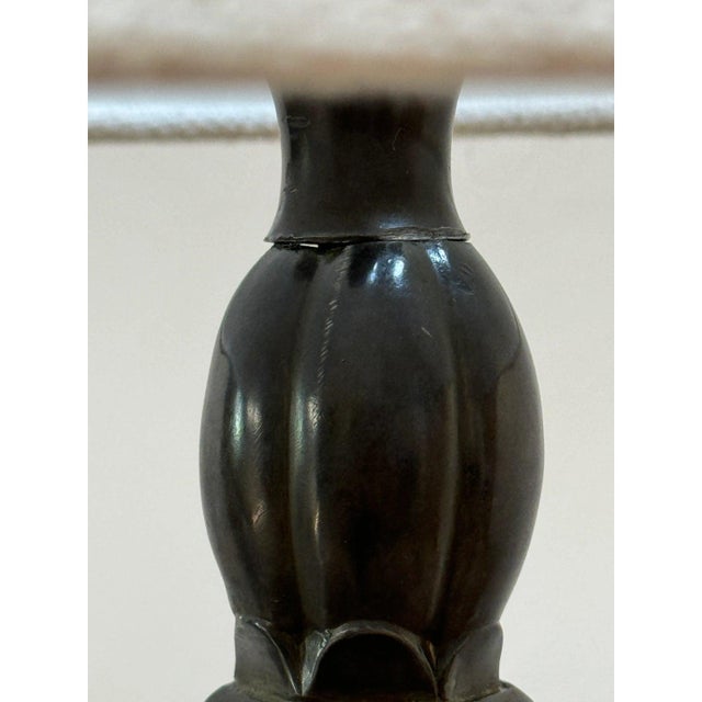 Dark Green 1920's Danish Art Deco Table Lamp by Just Andersen in Diskometal For Sale - Image 8 of 11