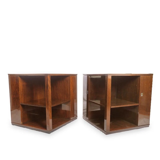 2000 - 2009 Rare Edward Wormley for Dunbar End Tables With Liquor Cabinets For Sale - Image 5 of 18