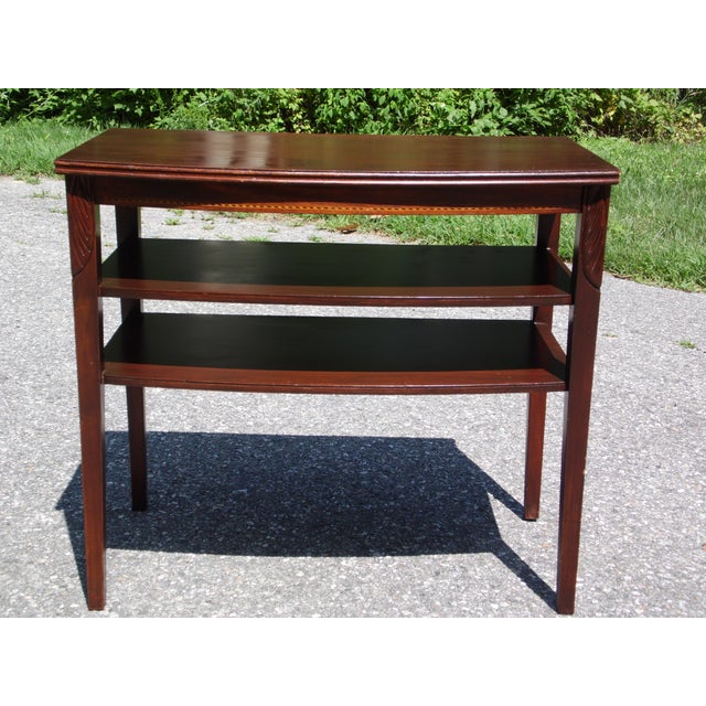 Vintage Federal Style Bowfront Mersman Mahogany Table 1940's | Chairish