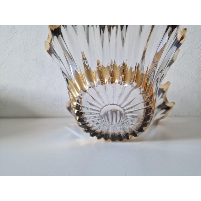 1950s Large Vintage Crystal Bowl with Gold Tips from Bayel, 1950s For Sale - Image 5 of 11