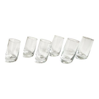 1960s Styles Mid-Century Modern Slanted Clear Shot Glasses For Sale