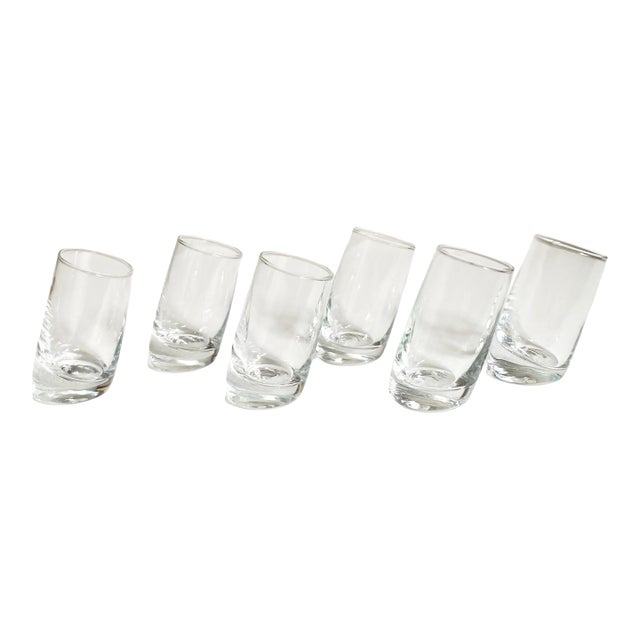 1960s Styles Mid-Century Modern Slanted Clear Shot Glasses For Sale