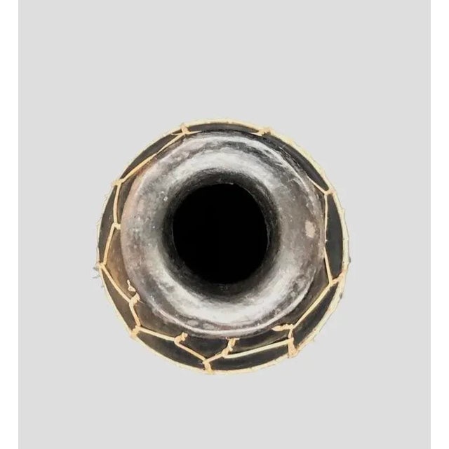 Wood Vintage Mid Century Wooden Vase With Basketry Weave Overlay For Sale - Image 7 of 12