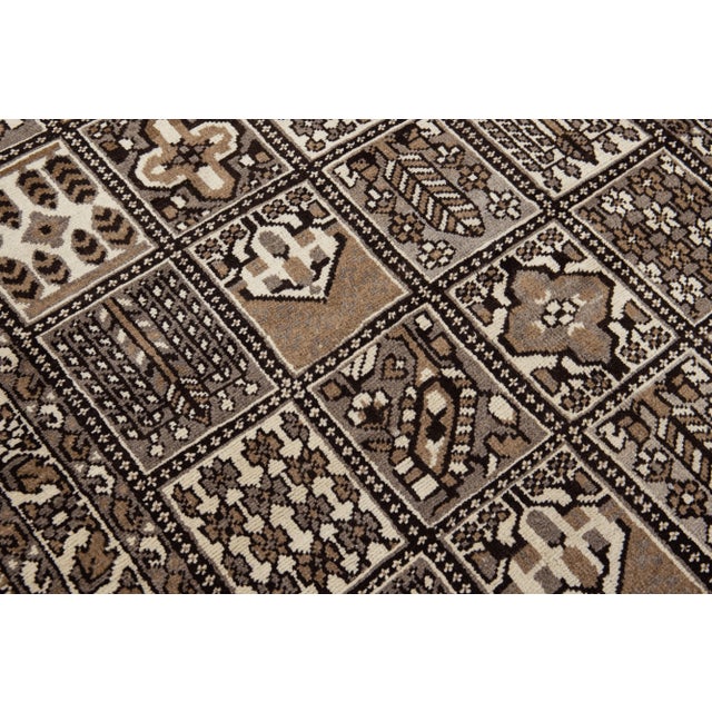 Textile Vintage Handmade Persian Brown Geometric Wool Rug 4'5" X 6'7" For Sale - Image 7 of 11