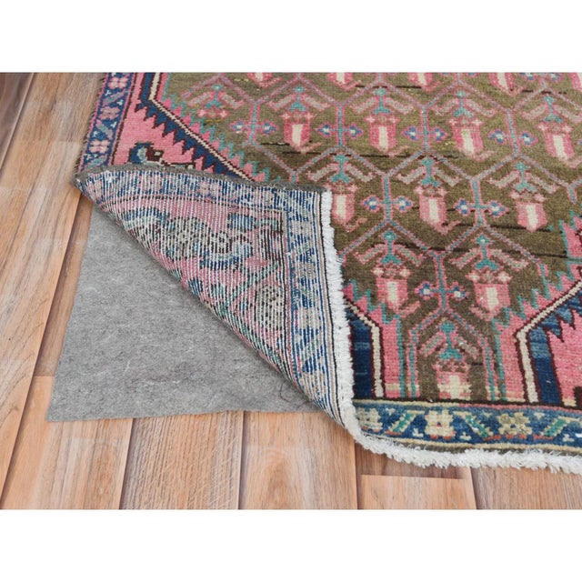 1960s Apricot Color, Vintage Persian Hamadan With Repetitive Pattern, Distressed Wool Hand Knotted, Runner Rug For Sale In New York - Image 6 of 8