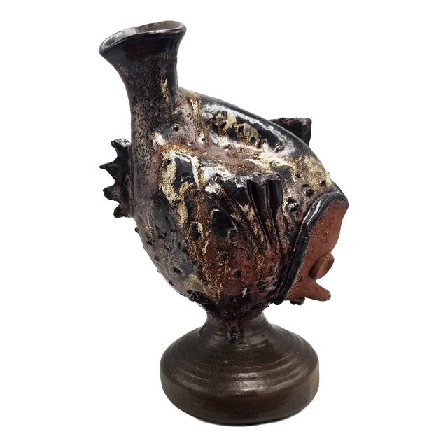 Ceramic Fish Vase, 1890s For Sale