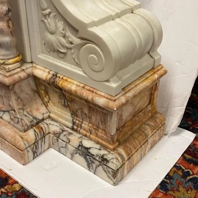 Antique White Large French 19 Century Carved Marble Mantel Clock For Sale - Image 8 of 13