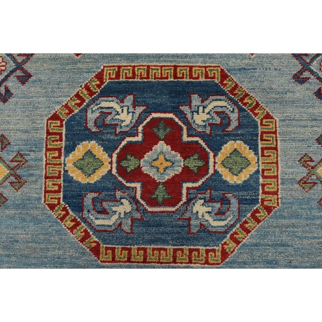 Kazak Rug 10’1” X 13’6” Blue Wool Tribal Hand-Knotted Oriental Carpet For Sale - Image 10 of 15