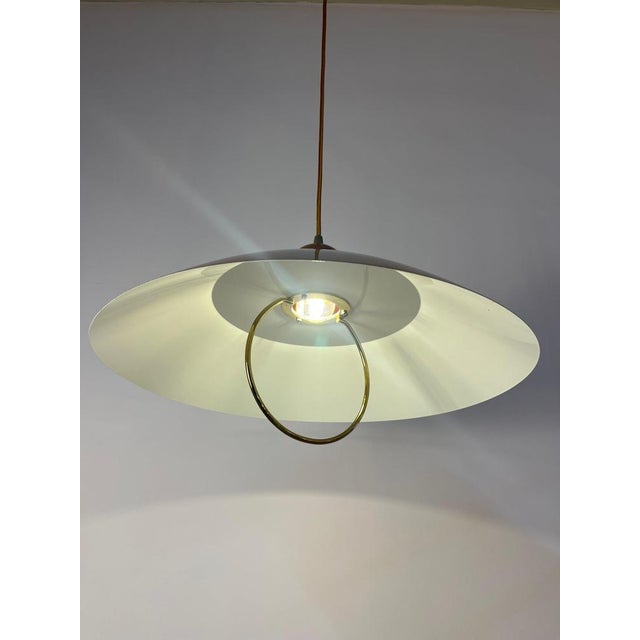 Metal Hanging Lamp in Brass, Belgium For Sale - Image 7 of 11