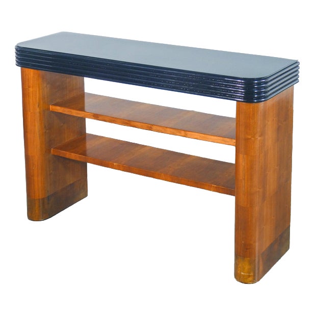 Italian Art Deco Wooden Console Table, 1930s For Sale