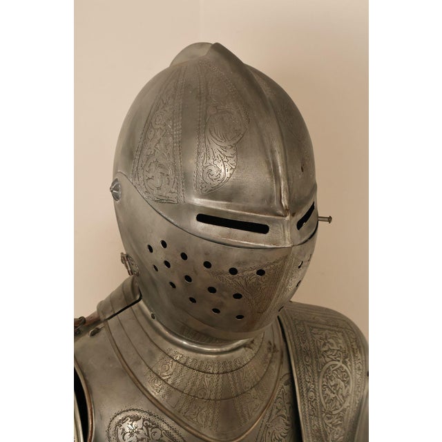 Marto Toledo Spanish Engraved Full Suit of Armor with Sword For Sale - Image 9 of 18