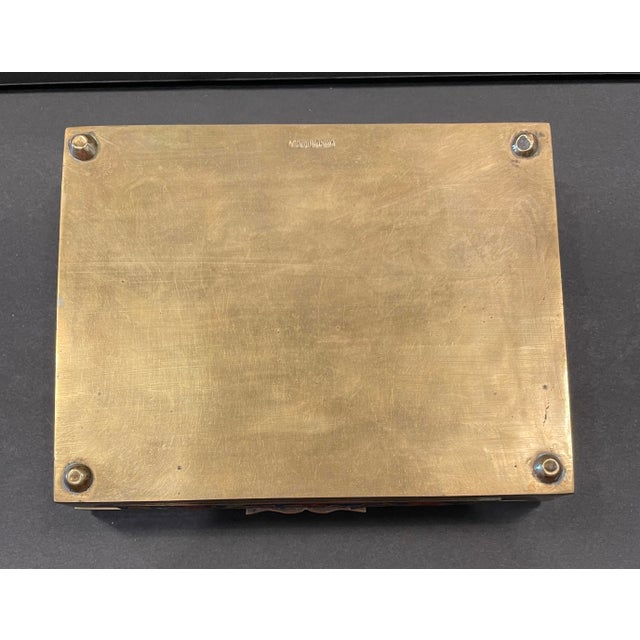 Brass 1920s Chinese Brass Enameled Box With Stones For Sale - Image 8 of 9