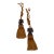 1970s Pair Ram Head Leather Wrapped Curtain Tieback Tassels For Sale