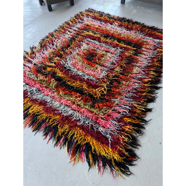 Boho Chic Vintage Anatolian Colorful Tulu Rug For Sale - Image 3 of 8