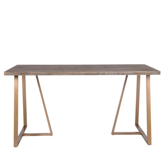 Contemporary Robbie Wood With Gold Metal Legs Desk Chairish