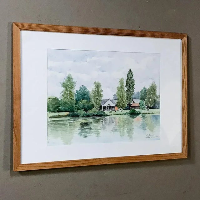 Mid-Century Hand Painted Framed Watercolor by Pol Antonis For Sale - Image 4 of 13