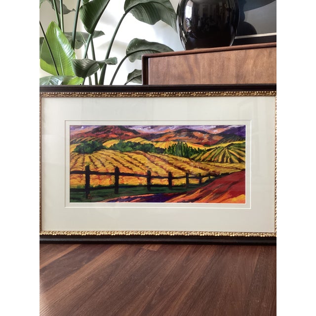 2000 - 2009 Susan R. Wilson Original Oilstick Landscape of Midwestern Farmland, Signed & Professionally Framed For Sale - Image 5 of 8