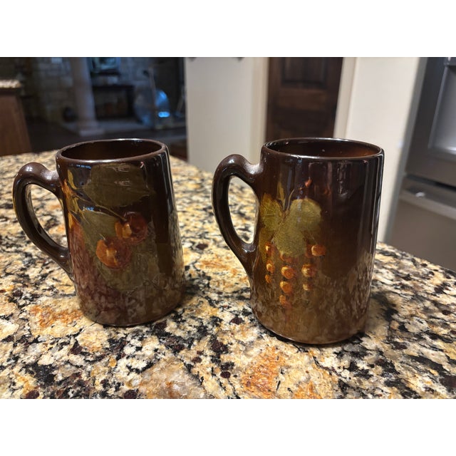 Beautiful vintage Owen’s Utopian mugs. Lovely glazed collectible pottery.