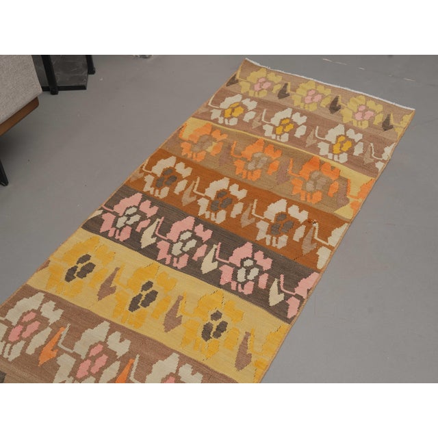 1970s Vintage Handmade Wool Cotton Yellow Area Rug For Sale - Image 4 of 11