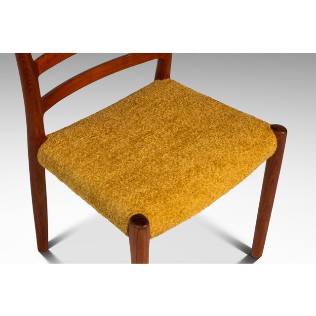 Danish Mid-Century Modern Model 85 Ladderback Dining Chair in Teak & Bouclé by Niels Møller for j.l. Møller, Denmark, C. 1960s For Sale - Image 12 of 18