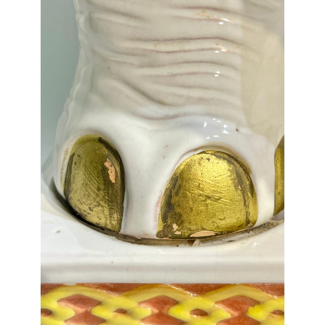 Vintage Hollywood Regency Style Glazed Terracotta Elephant Garden Seat Stool For Sale - Image 15 of 17