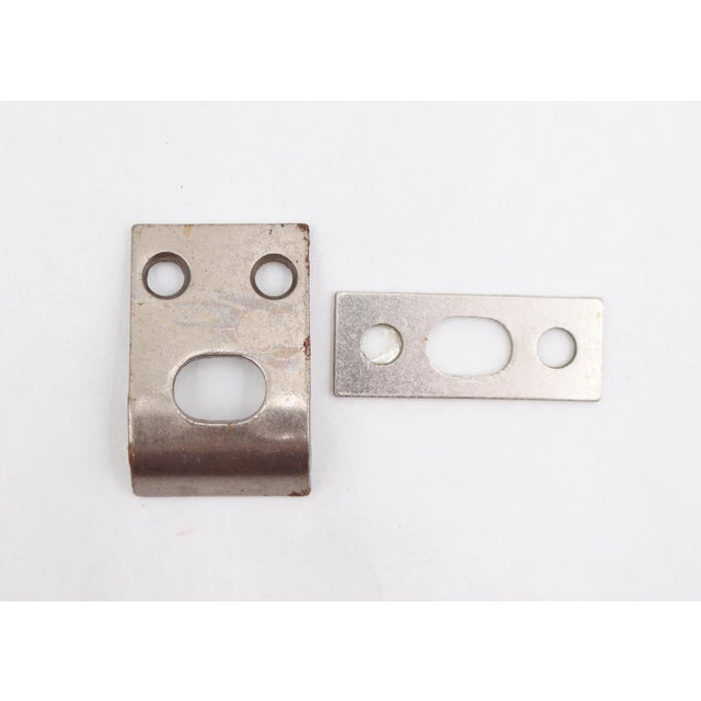 Olde New Nickel Plated Steel Spring Bolt Cabinet Latch With Chain For Sale - Image 4 of 8