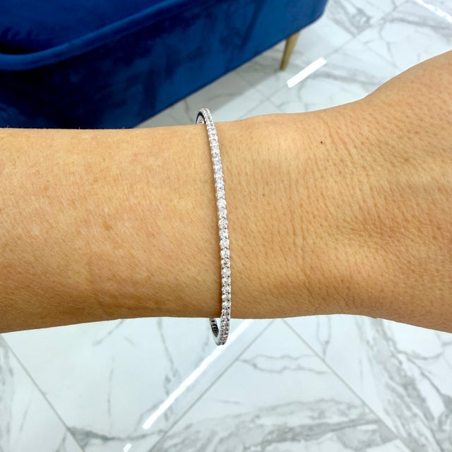 Metal Sonia B Designs 14k White Gold 2.69ct Diamond Full Eternity Bangle Bracelet For Sale - Image 7 of 7