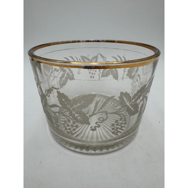 Vintage Cera Grapes Wine Chiller Ice Bucket Signed MCM Barware 4 7/8" Ice bucket. No scratches. Gold is not worn at all.
