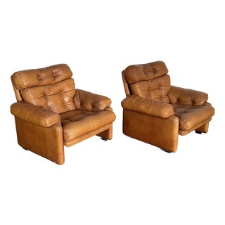 1970s C & B Italia Leather Lounge Chairs For Sale