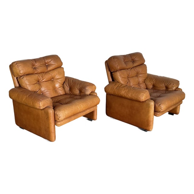 1970s C & B Italia Leather Lounge Chairs For Sale