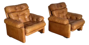 1970s C & B Italia Leather Lounge Chairs