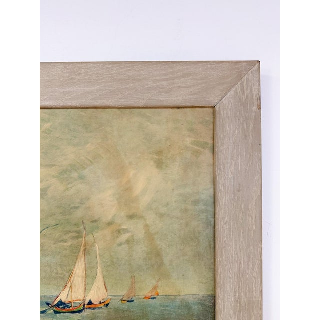 Wood Late 20th Century Van Gogh Wood Transfer Print, Coastal Greywashed Wood Frame Wall Art For Sale - Image 7 of 9