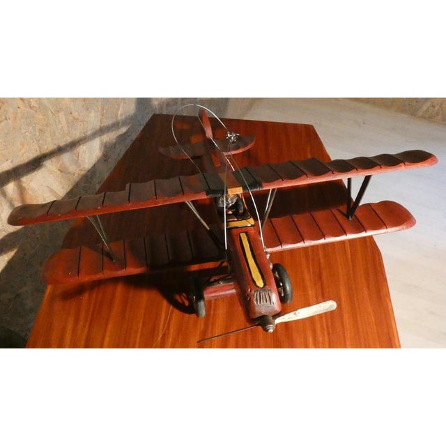 Hand-Painted Wooden Francesco Baracca SPAD S.XIII Model Plane, Italy, 1940s For Sale - Image 6 of 18
