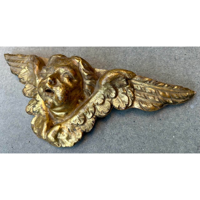 Mid 18th Century 18th Century Italian Carved Giltwood Baroque Winged Angel Cherub For Sale - Image 5 of 12