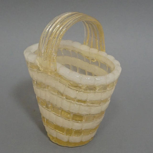 Barovier & Toso Ercole Barovier for Barovier & Toso Attr. Glass Basket Circa 1940ties For Sale - Image 4 of 10