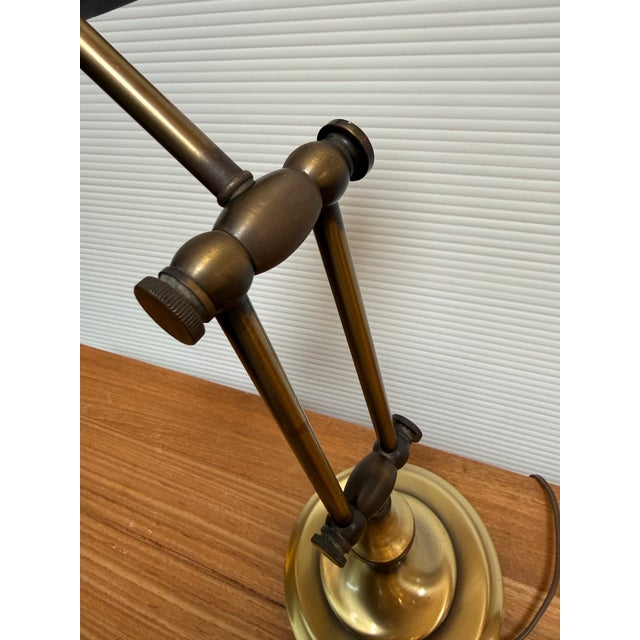 Gold Art Deco Brass Bankers Desk Lamp For Sale - Image 8 of 12