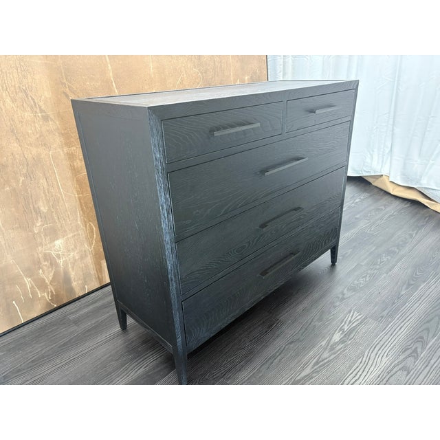Rh French Contemporary 5-Drawer Dresser Black Oak | Satin Bronze Hardware | Designed by Van Thiels For Sale In Columbus - Image 6 of 18