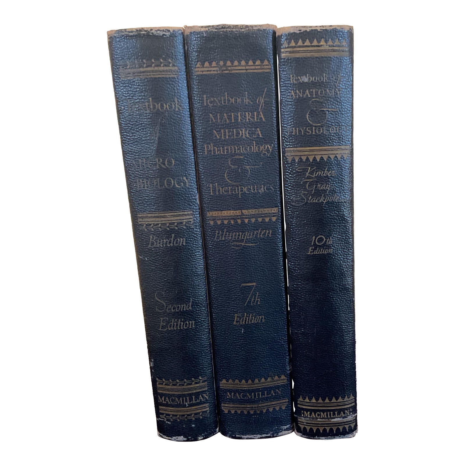 A Set of Vintage Textbooks, Leather Bound, a Collection of Three (3 ...