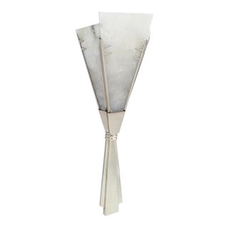 Art Deco Modern Dominique Style Sconce with Alabaster Shades For Sale