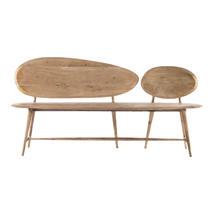 Organic Natural Wood Bench | Chairish
