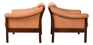 Scandinavian Leather Armchairs, 1950s, Set of 2