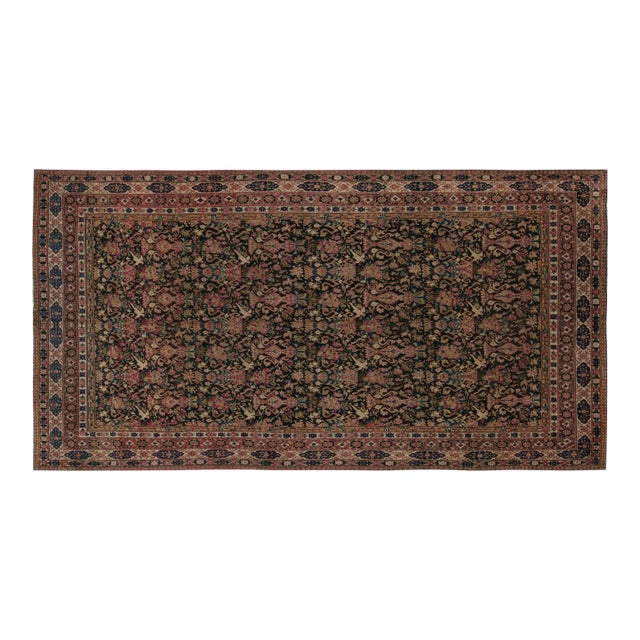 Authentic Persian Kirman Botanic Pink, Blue, Beige Handmade Wool Carpet For Sale