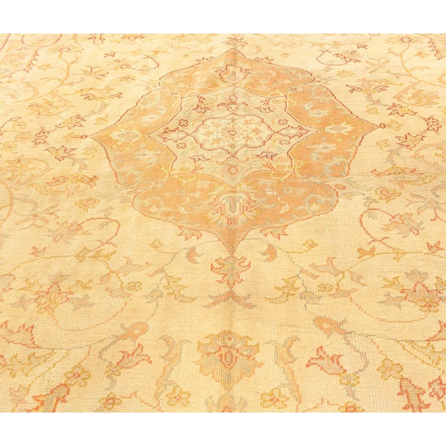 Textile Antique Turkish Oushak Rug For Sale - Image 7 of 8